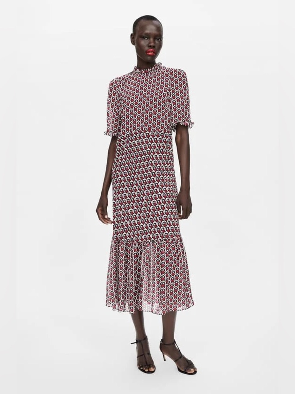 Zara Heart Print Midi Dress XS